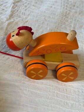 Wooden Pull-Along Animal Toy Orange Toddler Toy